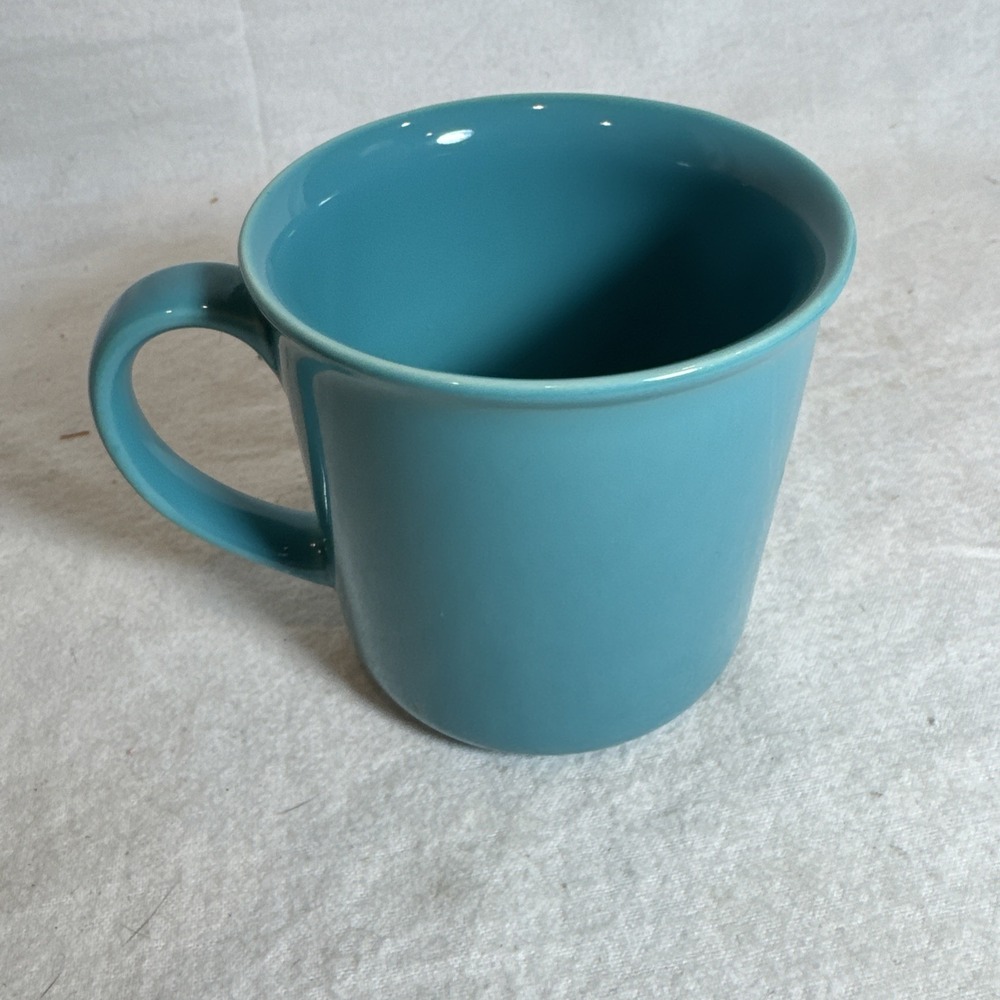 Vintage Mervyn's Stoneware Mug Japan Turquoise Blue Retro Coffee Cup MCM